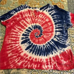 Old Navy Red and Blue Spiral Tie-Dye Tee